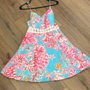 Lilly Pulitzer Floral Blue and Pink Dress